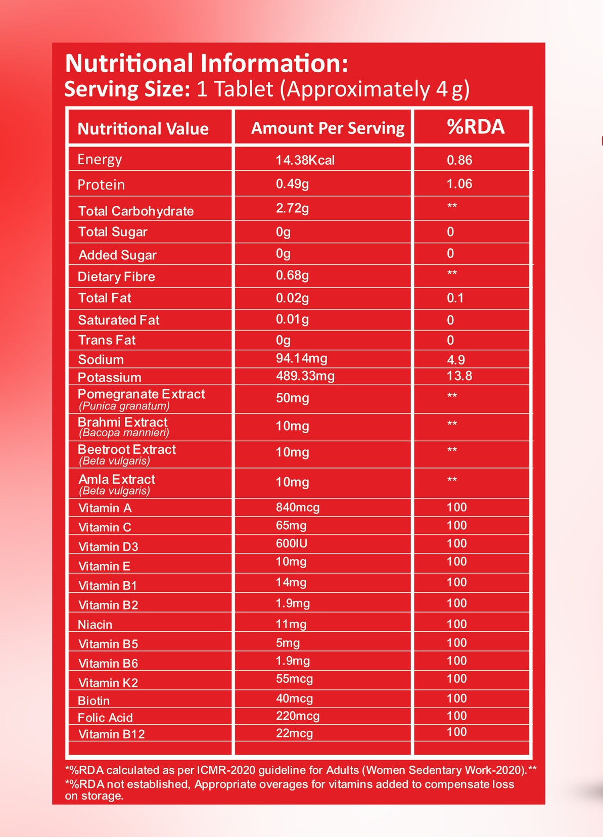 Foxtale - Watermelon Flavor Daily Multivitamin for Energy, Immunity & Wellness (20 Effervescent Tablets)