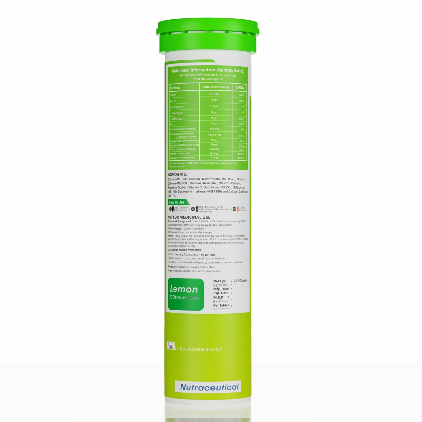 Foxtale® Electrolyte Instant Energy - Hydro Boost+Sugar-Free Energy & Zinc Boost tablets Lemon Flavour (20 Effervescent Tablets)