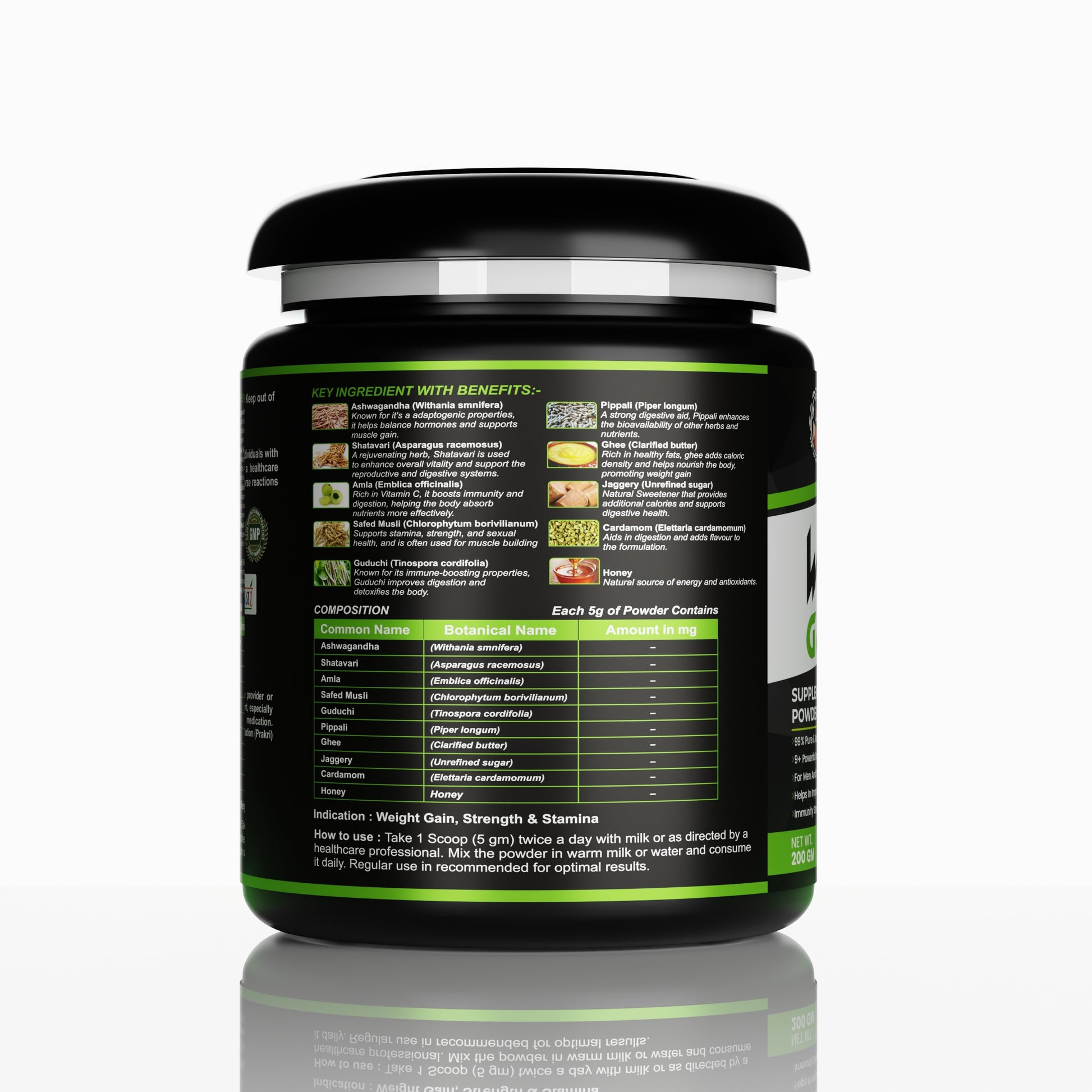 Foxtale Ayurvedic Weight Gainer Supplement Powder For Muscle Gain, Energy, Immunity | Natural Ayurvedic Formula - 200g