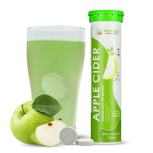 Foxtale Apple Cider Vinegar Effervescent Tablet – Moringa Green Apple Flavor | With "Mother" | No Sugar | 20 Tablets