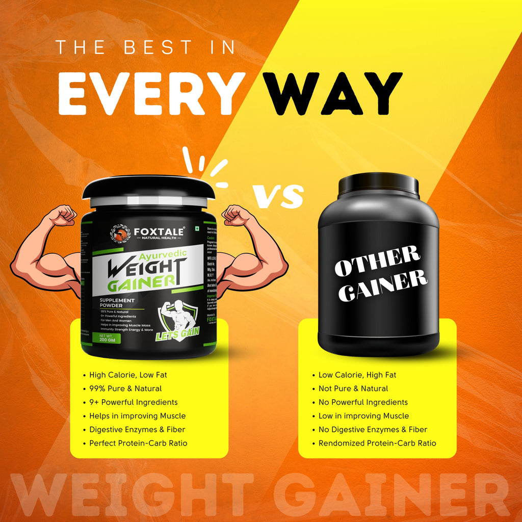 Foxtale Ayurvedic Weight Gainer Supplement Powder For Muscle Gain, Energy, Immunity | Natural Ayurvedic Formula - 200g