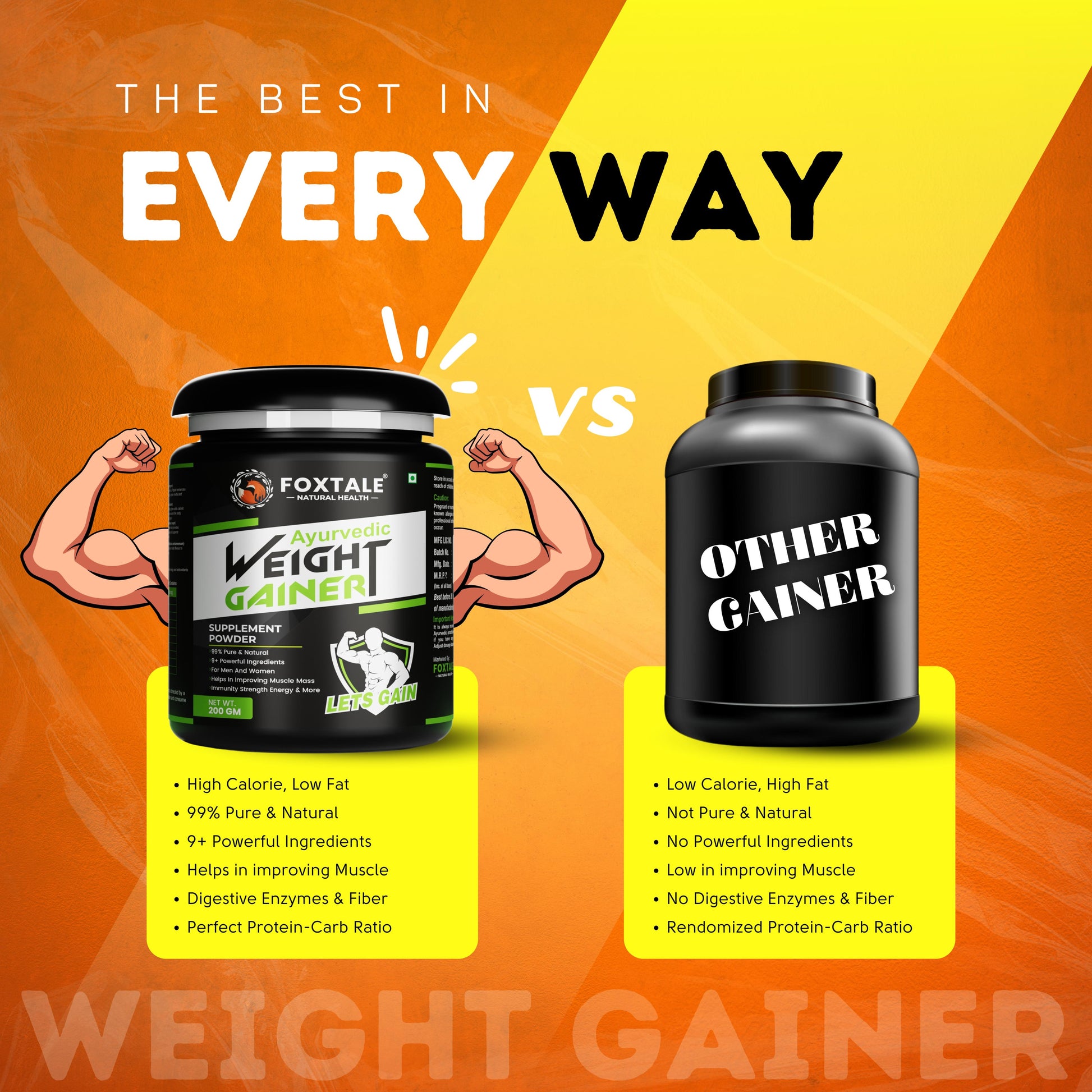 Foxtale Ayurvedic Weight Gainer Supplement Powder For Muscle Gain, Energy, Immunity | Natural Ayurvedic Formula - 200g